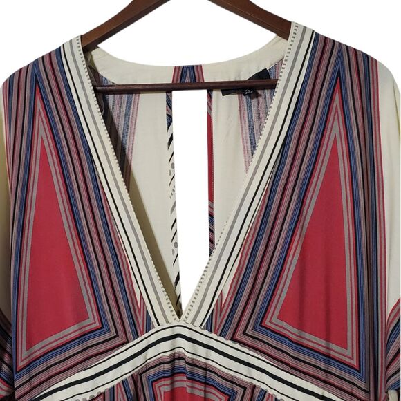 Lulus Montecito Dress XL Cream Print Maxi Plunging Neckline Vacation Boho - Picture 4 of 7